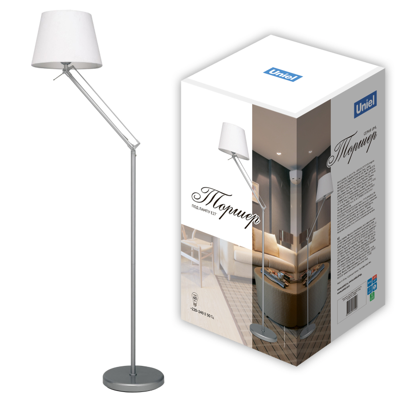 Торшер Uniel UML-T500 E27 SILVER/WHITE UL-00010181 Торшер Uniel UML-T500 E27 SILVER/WHITE UL-00010181