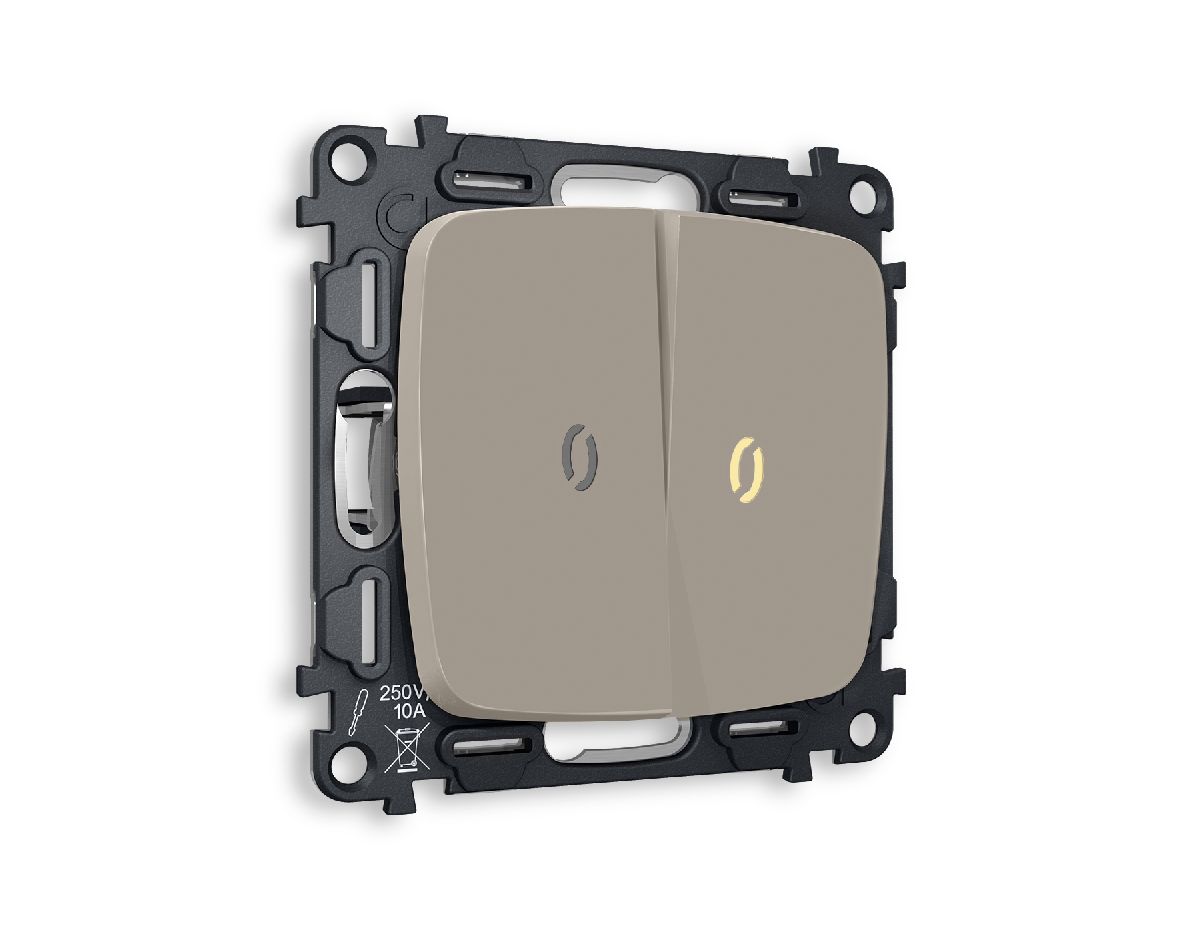 Комплект механизма 2-кл выключателя с подсветкой Ambrella Volt Omega MO364010