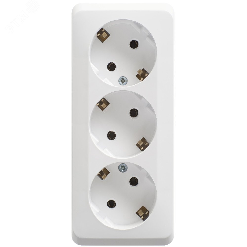 Розетка 3-ая с/з без шторок 16А 250B Systeme Electric Этюд наруж Бел PA16-011B