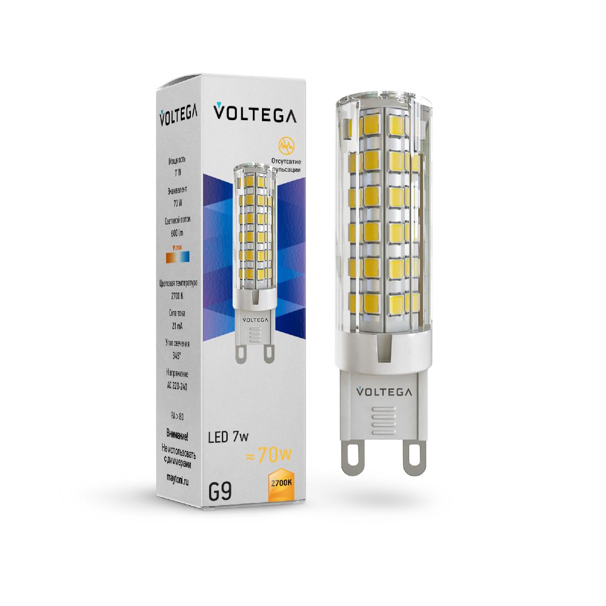 Лампа светодиодная Voltega G9 5W 2700K 7263 Лампа светодиодная Voltega G9 5W 2700K 7263