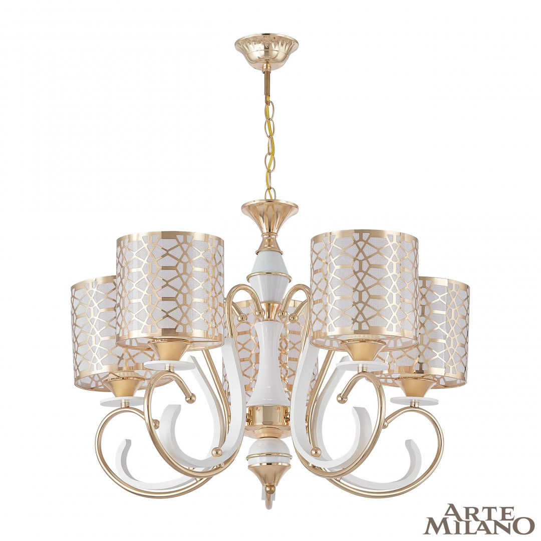 Подвесная люстра Arte Milano Florentia-1237 301237/5 Wh/Gd Подвесная люстра Arte Milano Florentia-1237 301237/5 Wh/Gd