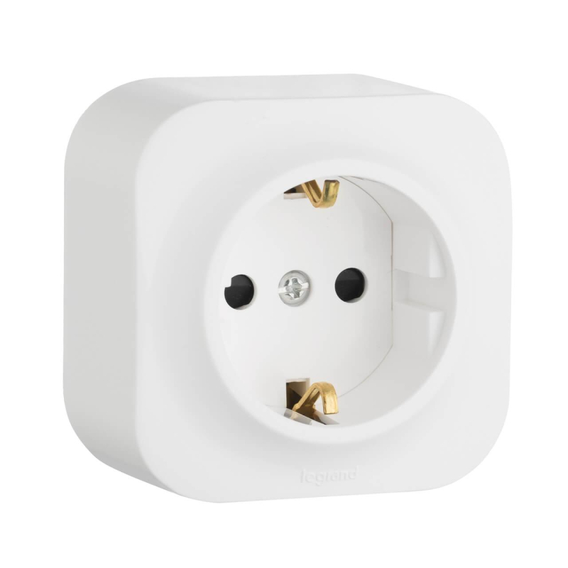 Розетка 2К+З Legrand Quteo 16A 250V с/з со шторками белая 782220