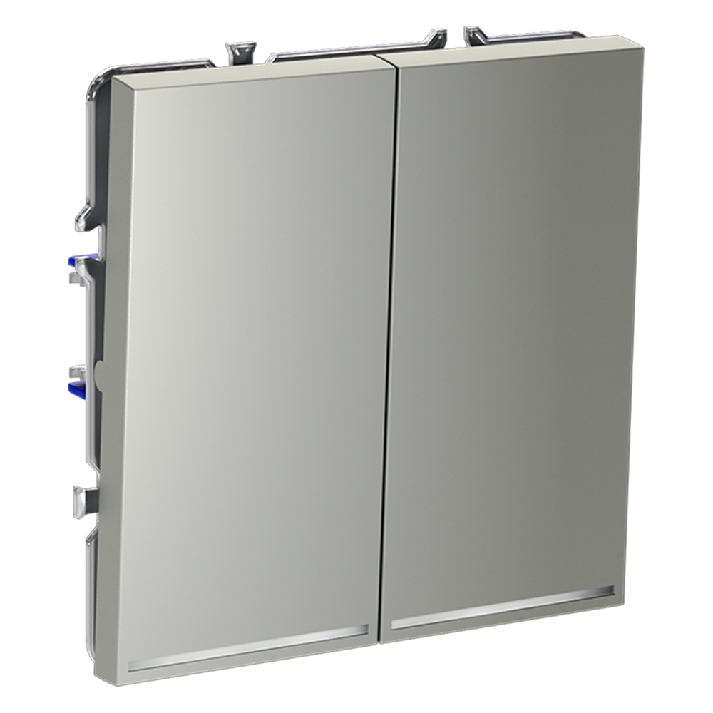 Проходной переключатель двухклавишный с подсветкой Voltum S70 VLS020405 (сталь)