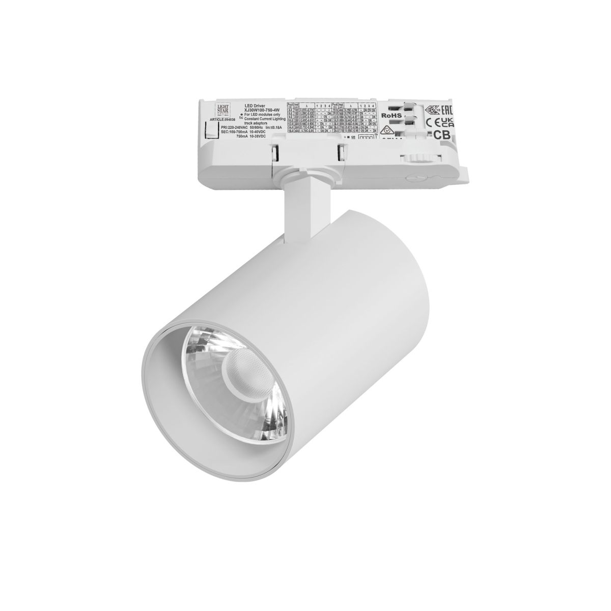Трековый трехфазный светильник Quattro LED 15G с адаптером Lightstar Alta Base A5346QT15G (215346 + 594036 + 215301)