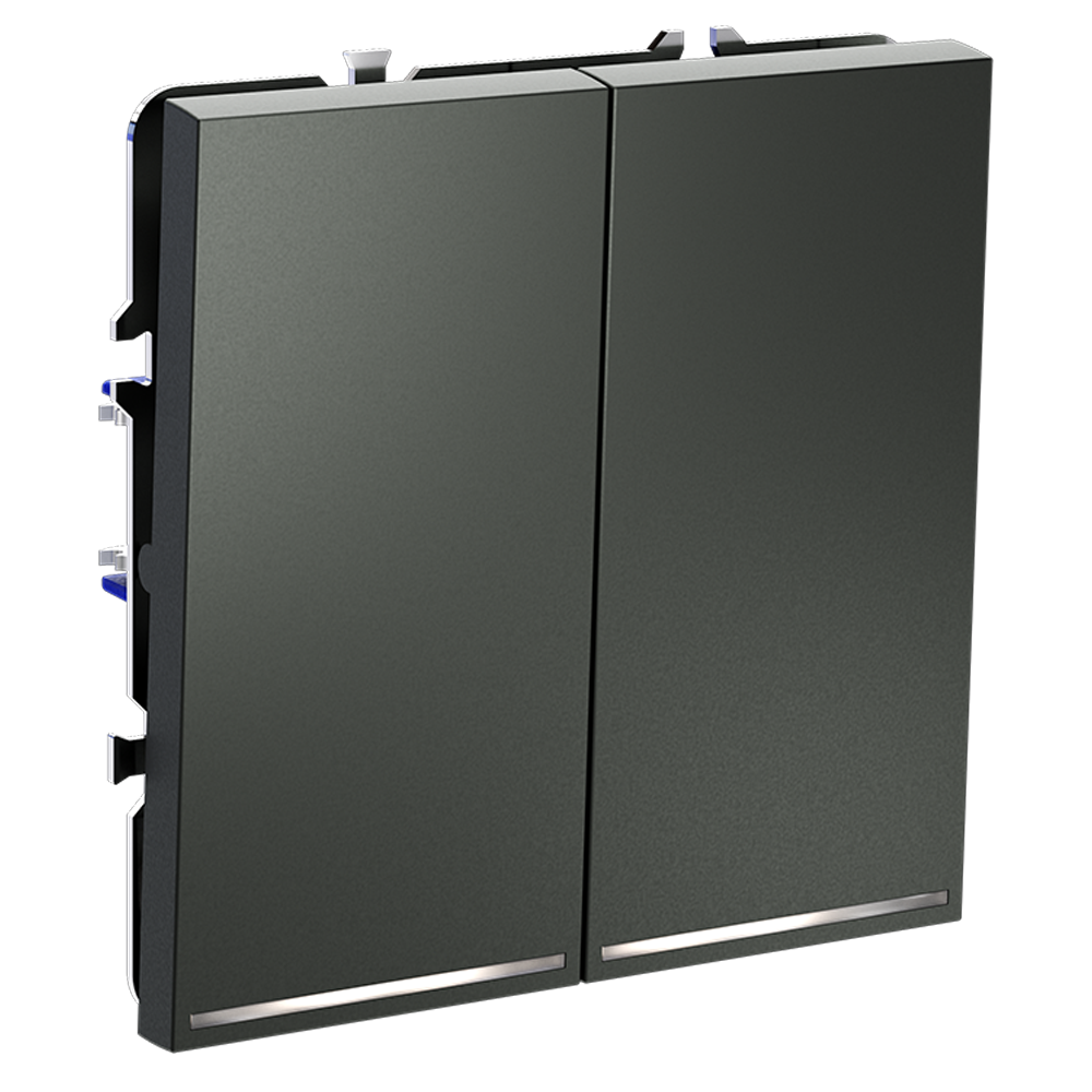 Выключатель двухклавишный с подсветкой Voltum S70 VLS020206 (титан)