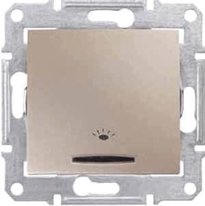 Выключатель кнопочный с синей подсветкой Свет Schneider Electric Sedna 10A 250V SDN1800168