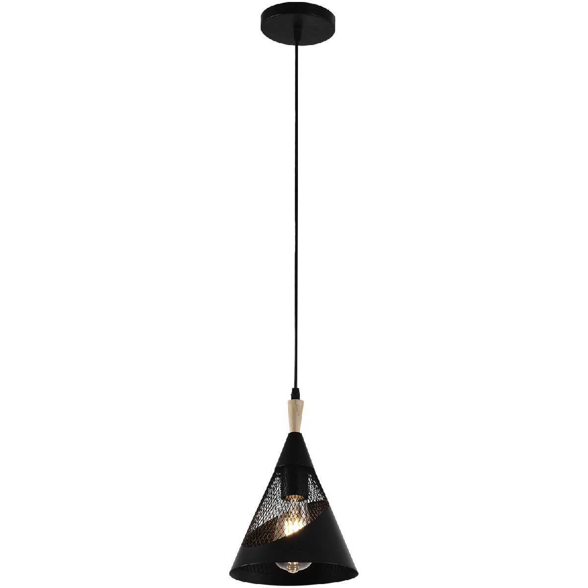 Подвесной светильник Reluce 03250-3.9-01 BK+WOOD Подвесной светильник Reluce 03250-3.9-01 BK+WOOD