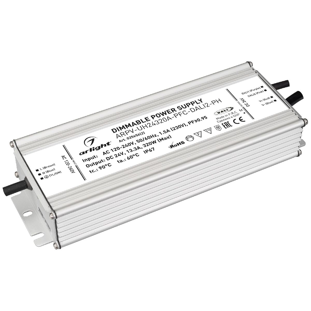 Блок питания Arlight ARPV-UH24320A-PFC-DALI2-PH (24V, 13.3A, 320W, IP67) 025654(2) Блок питания Arlight ARPV-UH24320A-PFC-DALI2-PH (24V, 13.3A, 320W, IP67) 025654(2)