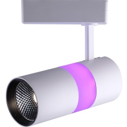 Светодиодный светильник трековый, 2-х проводной, 220V, 12W, 4000К, белый, с розовой подсветкой