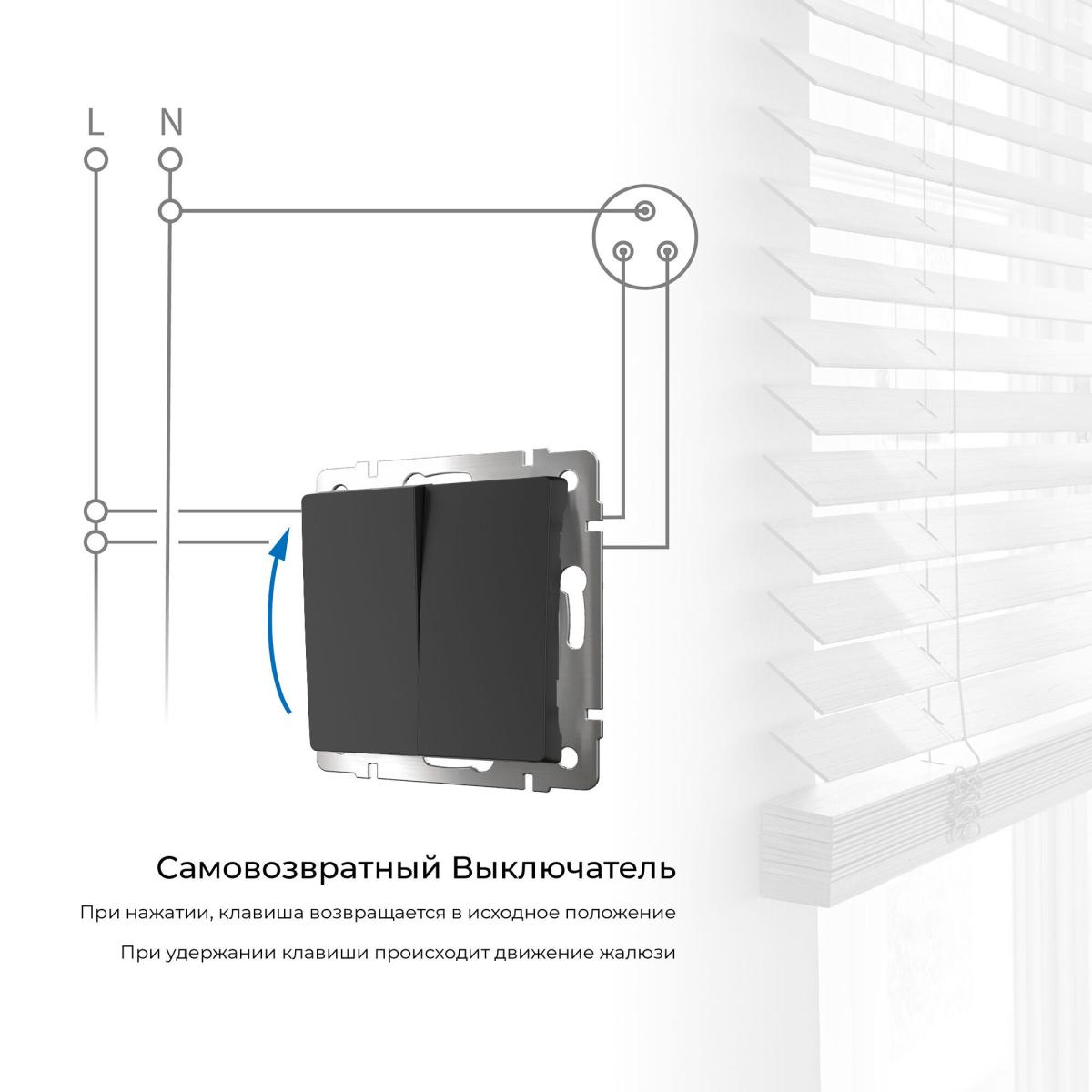Выключатель двухклавишный с самовозвратом Werkel 4690389192340 W1122408 a062575