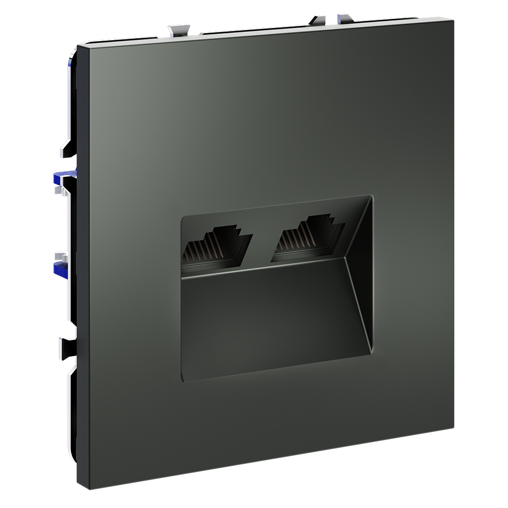 Розетка компьютерная двойная Voltum S70 VLS060206 (титан)