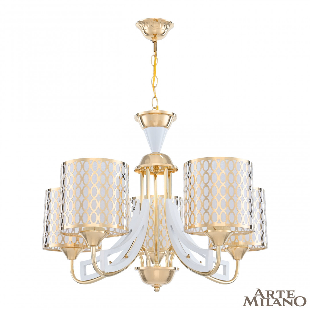 Подвесная люстра Arte Milano Florentia-3387 303387/5 Wh/Gd Подвесная люстра Arte Milano Florentia-3387 303387/5 Wh/Gd