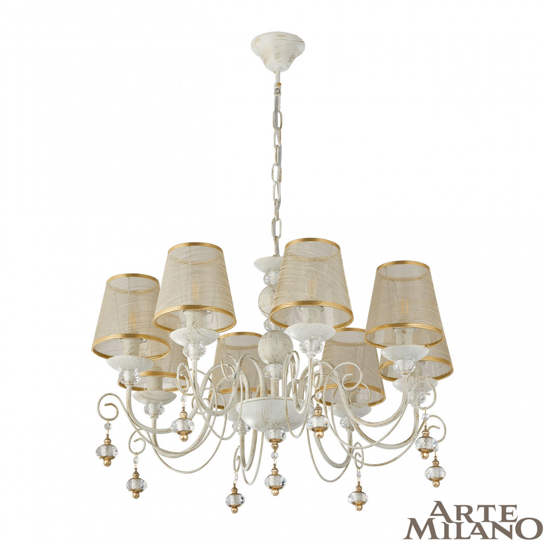 Подвесная люстра Arte Milano 347620/8 WT+G Подвесная люстра Arte Milano 347620/8 WT+G