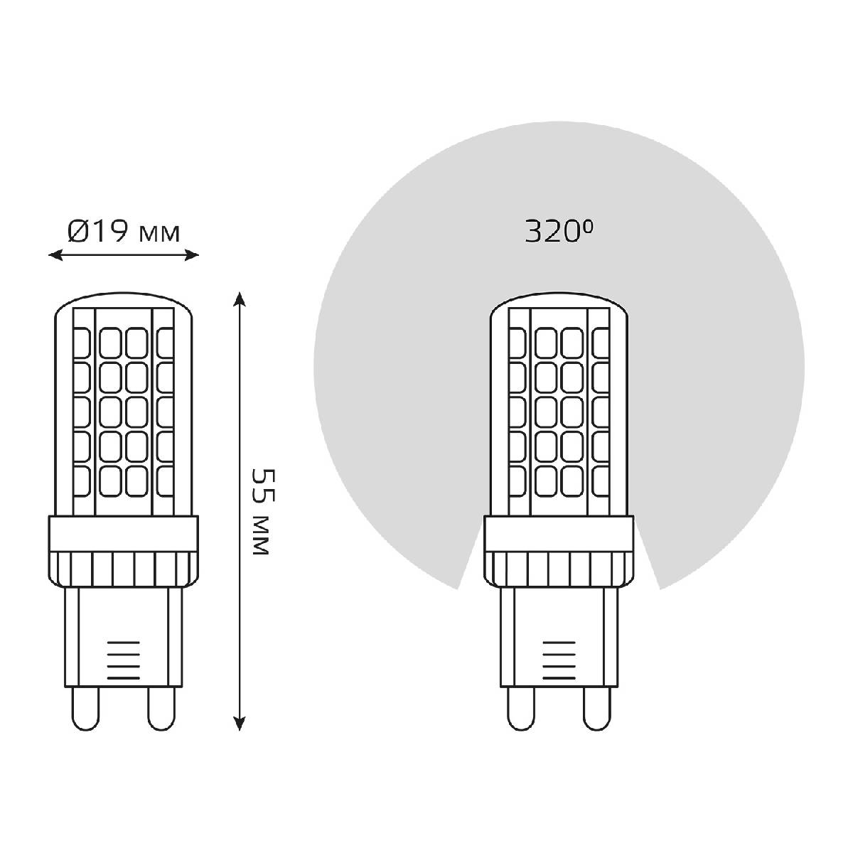Лампа светодиодная Gauss G9 5,5W 3000К прозрачная 107009106