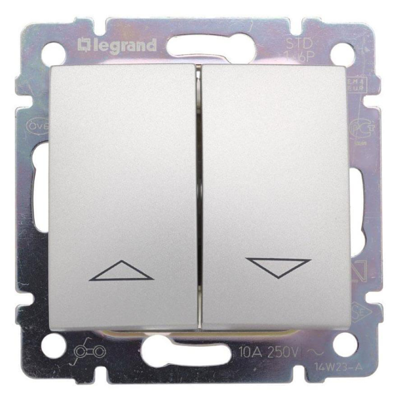 Переключатель управления жалюзи Legrand Valena Valena 10A 250V механическая блокировка алюминий 770104