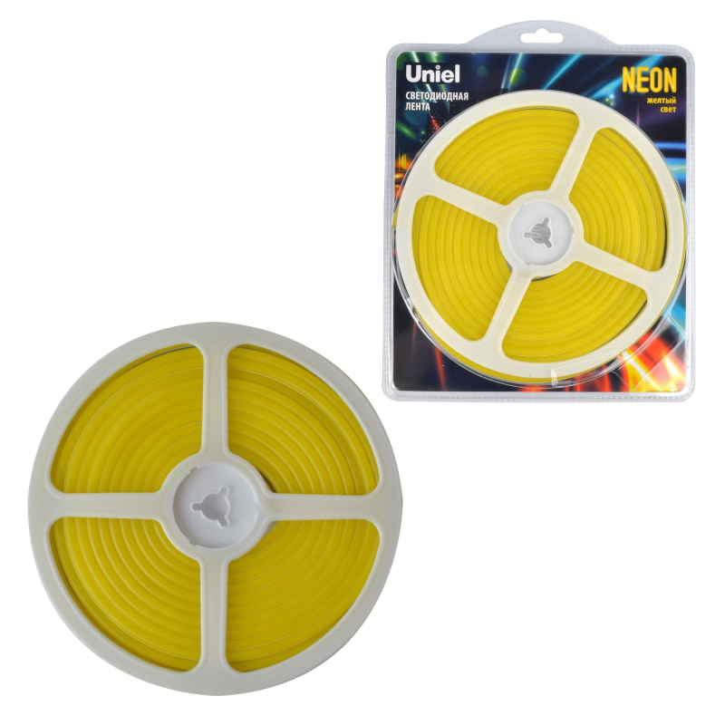 Светодиодная лента Uniel ULS-N01-2835-120LED/m-6mm-IP67-DC12V-9W/m-5M-YELLOW блистер