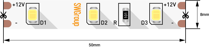Светодиодная лента SWG SWG260-12-4.8-W-M 007261 Светодиодная лента SWG SWG260-12-4.8-W-M 007261