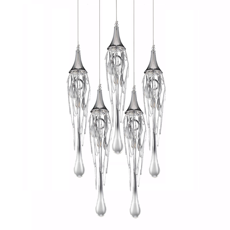 Подвесной светильник Delight Collection Goddess Tears P68009L-5/R chrome Подвесной светильник Delight Collection Goddess Tears P68009L-5/R chrome