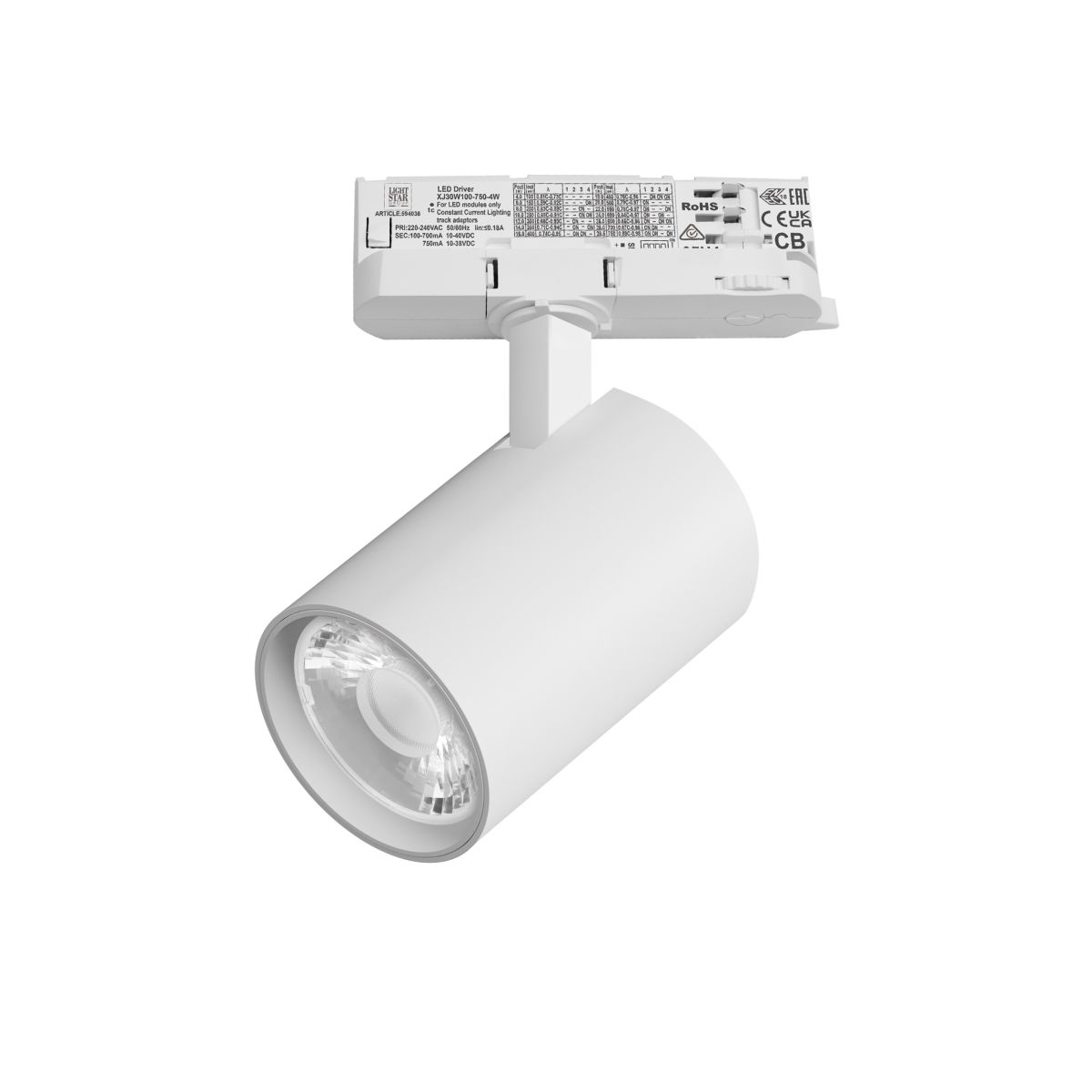 Трековый трехфазный светильник Quattro LED 15G с адаптером Lightstar Alta Base A5236QT15G (215236 + 594036 + 215201)