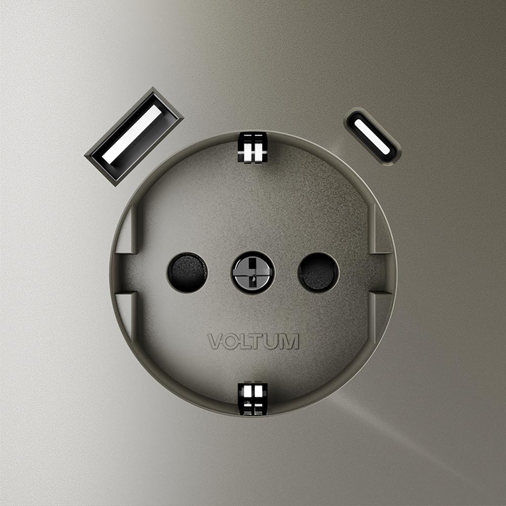 Розетка с USB, A+C Voltum S70 VLS040504 (шелк)