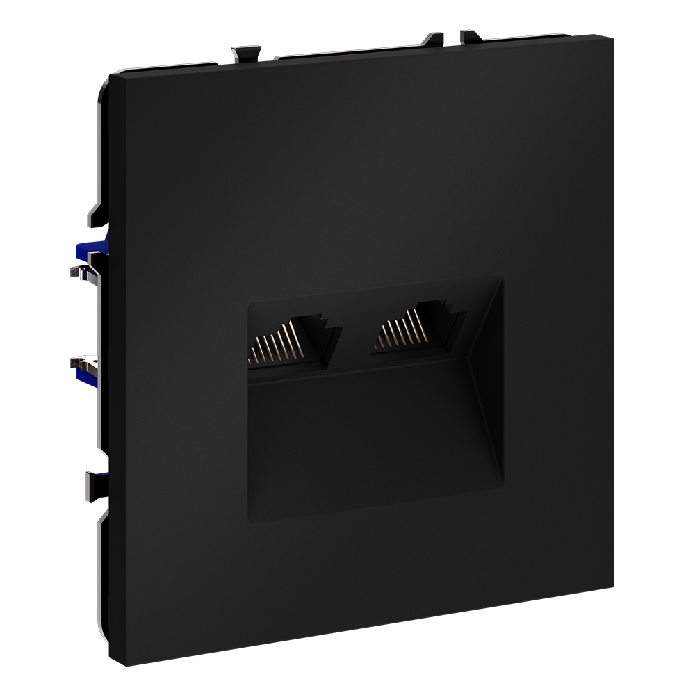 Розетка компьютерная двойная Voltum S70 VLS060208 (черный матовый)