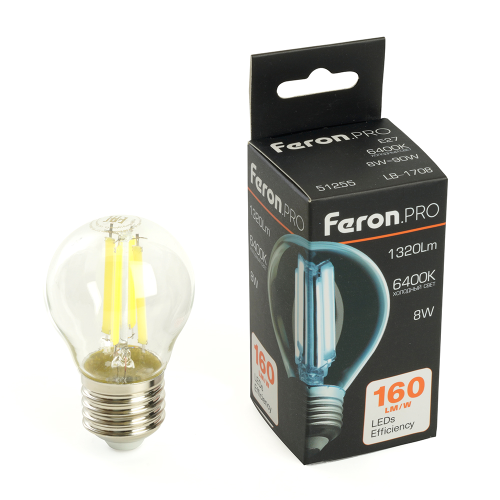 Лампа светодиодная Feron LB-1708 E27 8W 6400K 51255 Лампа светодиодная Feron LB-1708 E27 8W 6400K 51255