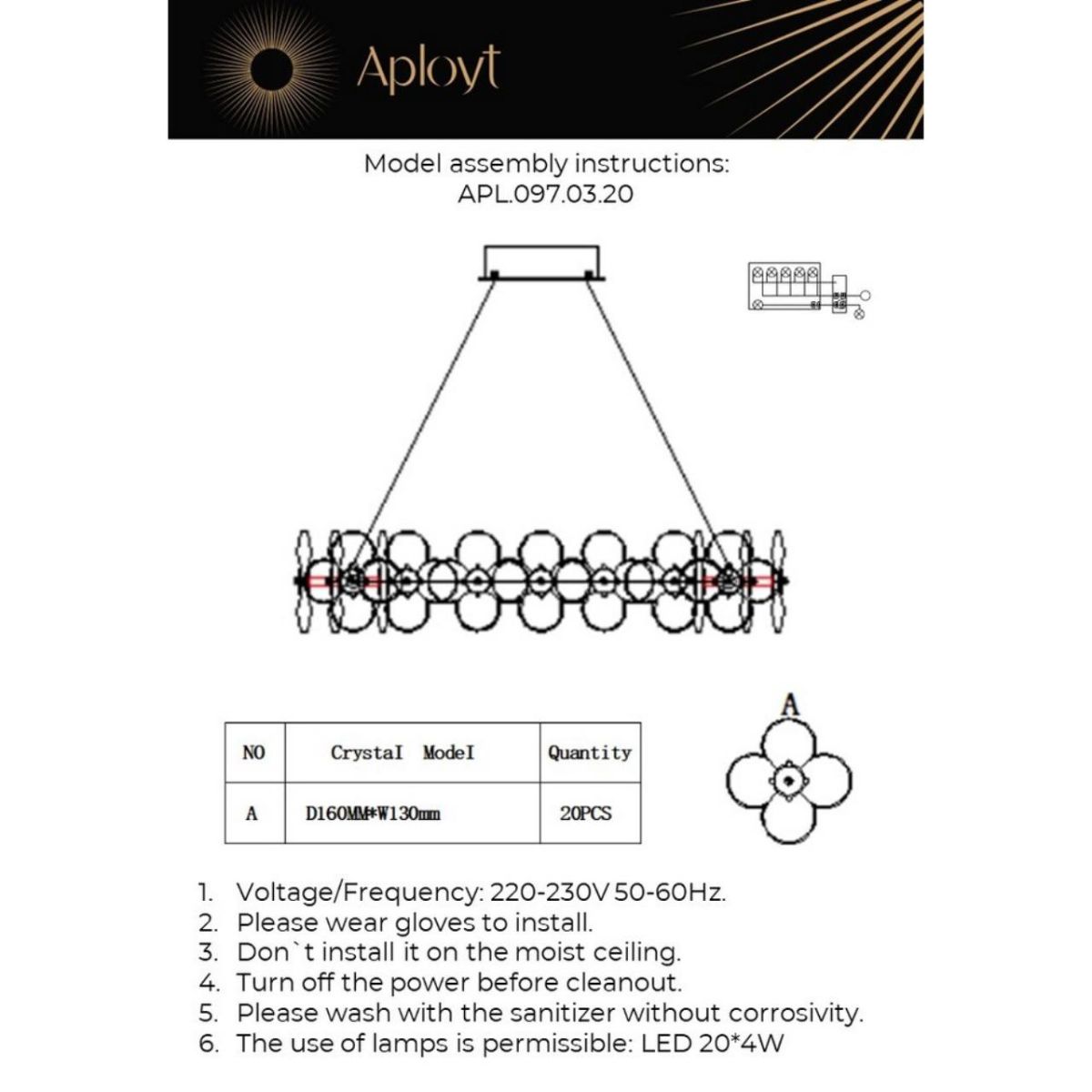 Подвесная люстра Aployt Alunia APL.097.03.20