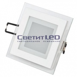 Светильник LED встраиваемый, квадрат, белый, 6W, 220V, теплый 3000К, 480Lm
