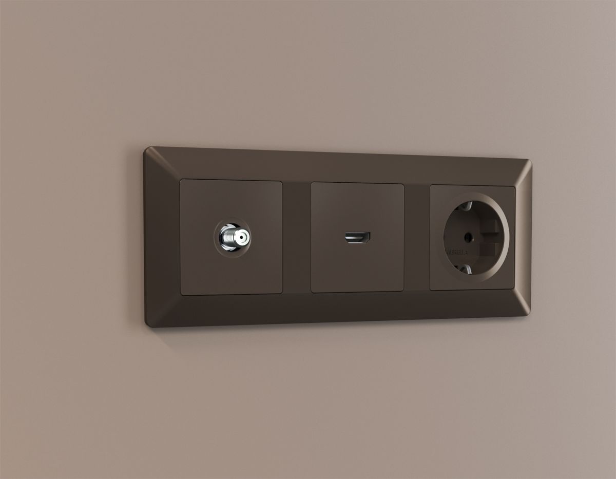 Комплект механизма TV розетки SAT 5-2400MHz 3.5dB Alfa Темная бронза матовый Quant Ambrella Volt MA643050 (AP6430, VM215)