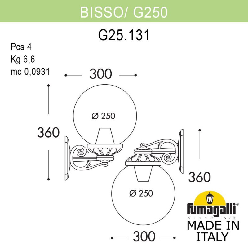 Уличный настенный светильник Fumagalli G25.131.000.WYE27DN