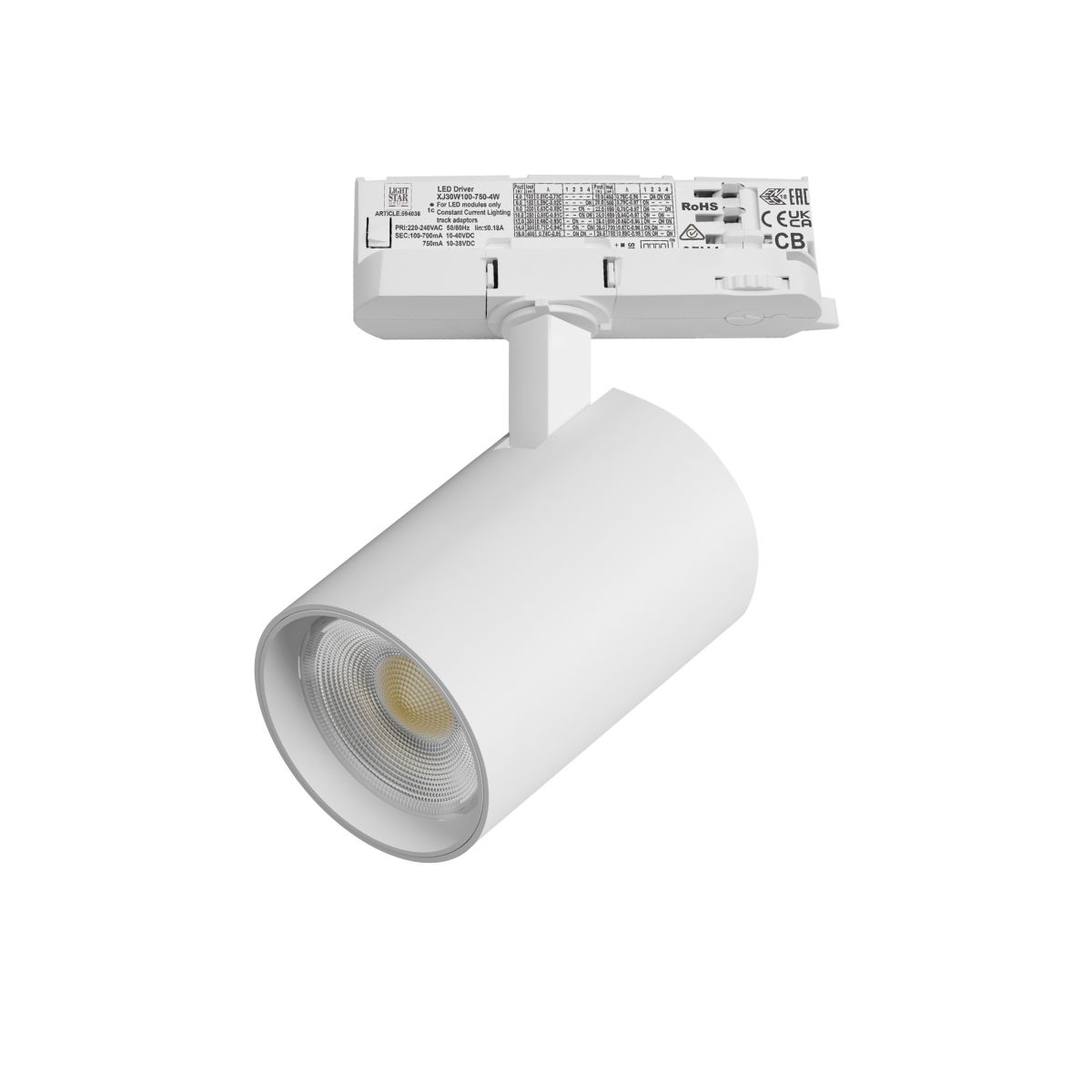 Трековый трехфазный светильник Quattro LED с адаптером Lightstar Alta Base A5236QT (215236 + 594036)
