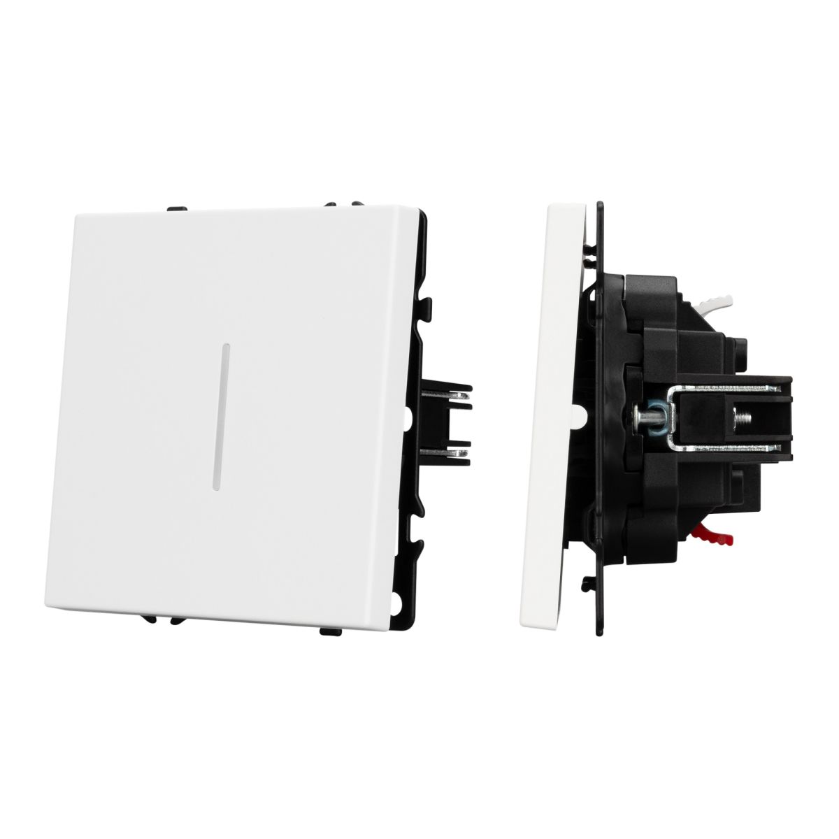 Механизм выключателя одноклавишный проходной Arlight LED SWT-NOBE-MKP1-SFPL-L-WH (230V, 10A) 054236