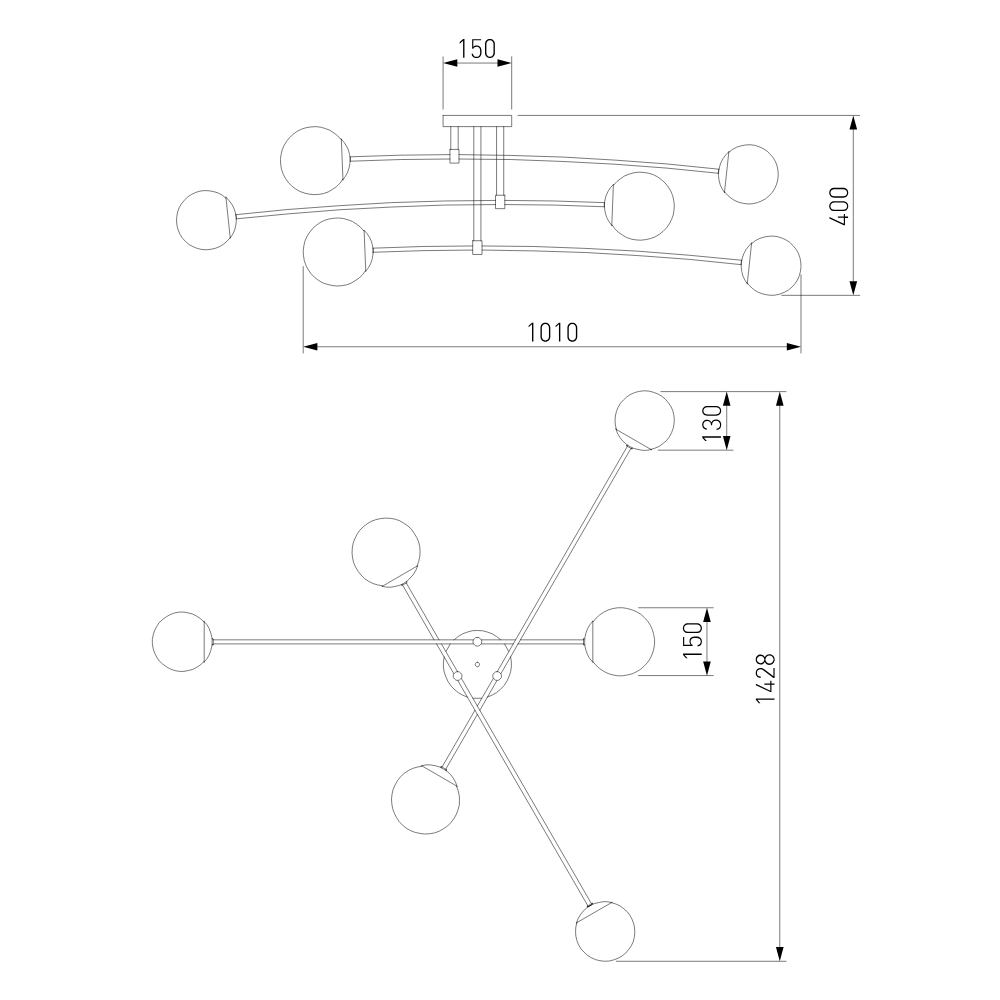 Потолочная люстра Eurosvet Netz 30181/6 черный Smart a062214