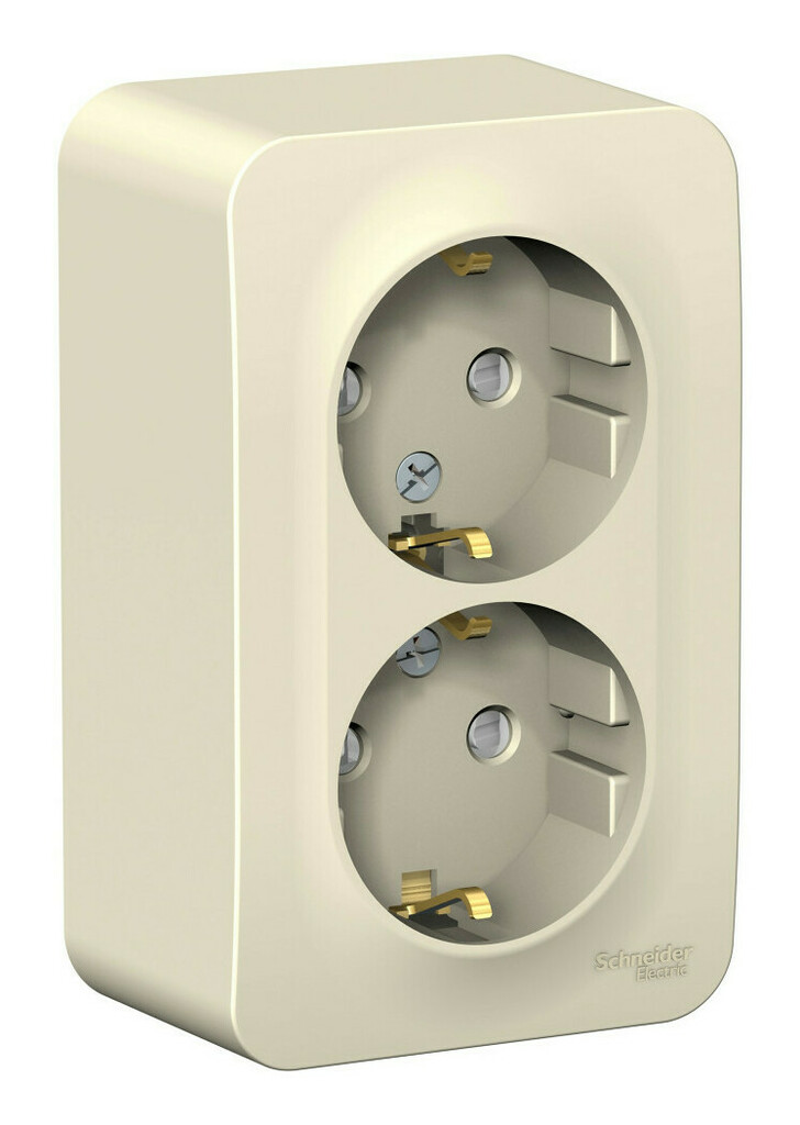 Розетка 2-ая с/з со шторками 16А, 250В, изолир. Пластина Systeme Electric Blanca наруж Молочная BLNRA011212