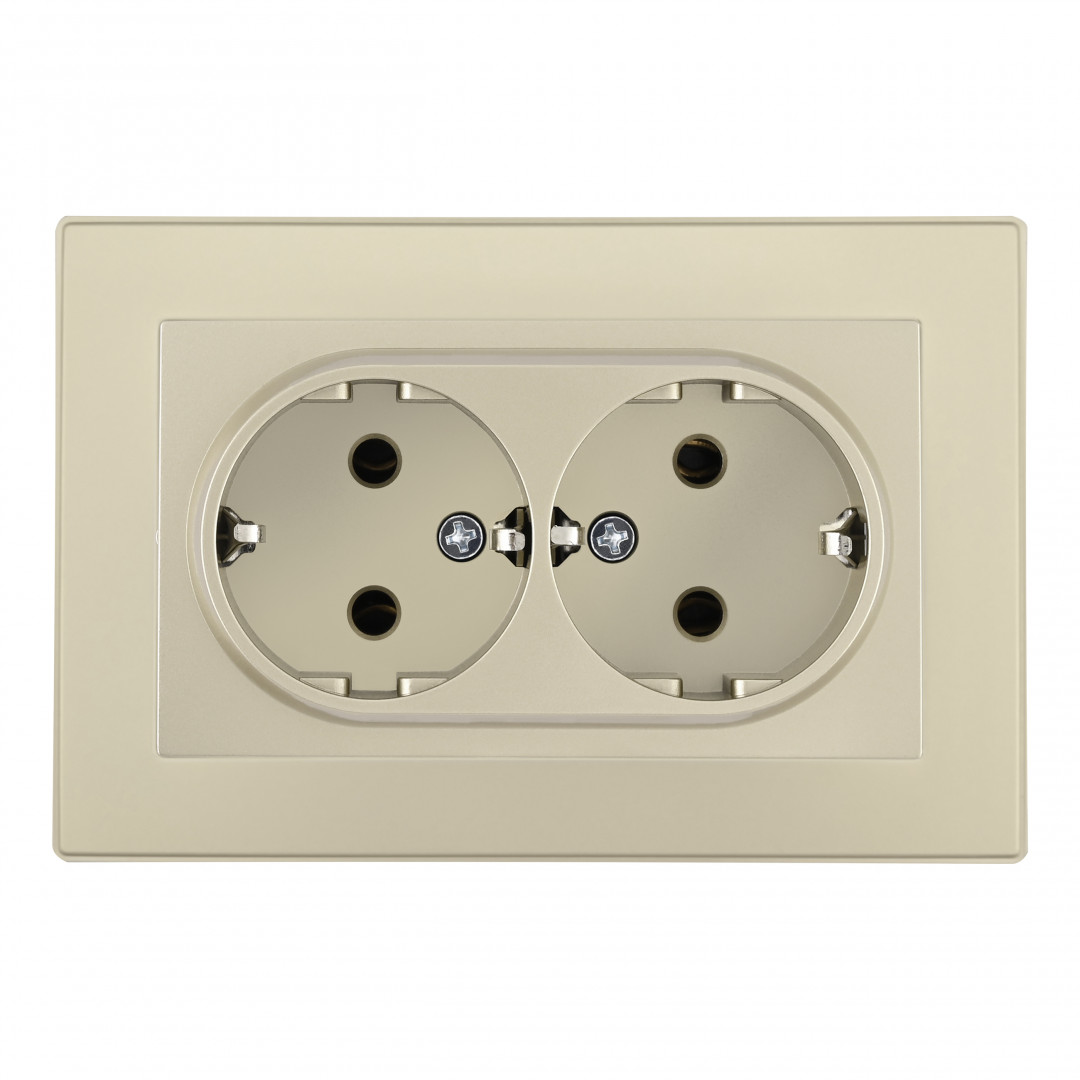 Розетка двойная с/з и шторками Arte Milano SET06-double-40-2 shampan