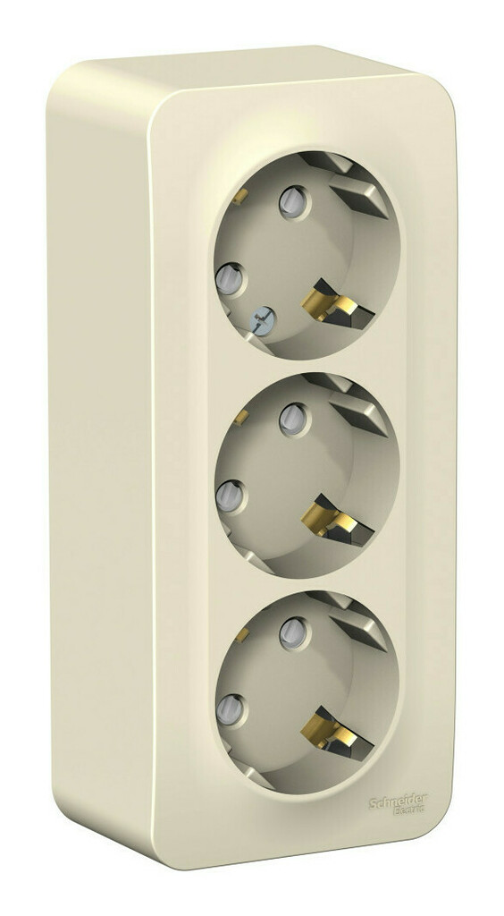 Розетка 3-ая с/з со шторками 16А, 250В, изолир. Пластина Systeme Electric Blanca наруж Молочная BLNRA011312