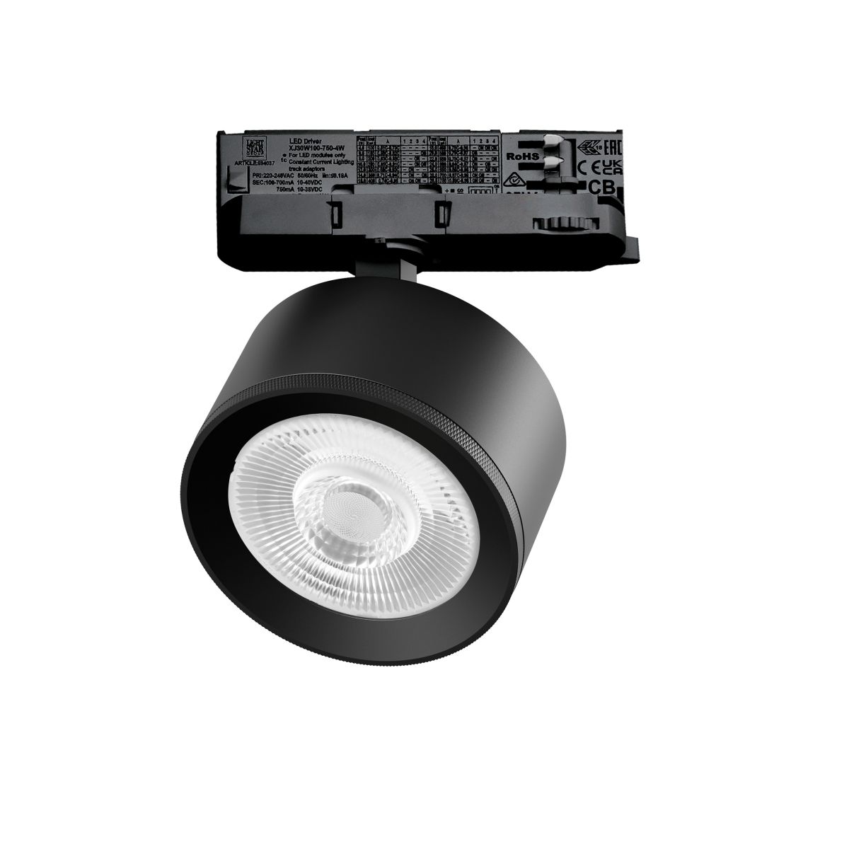 Трековый трехфазный светильник Quattro LED 60G с адаптером Lightstar Alta Pro A5537QT60G (215537 + 594037 + 215504)