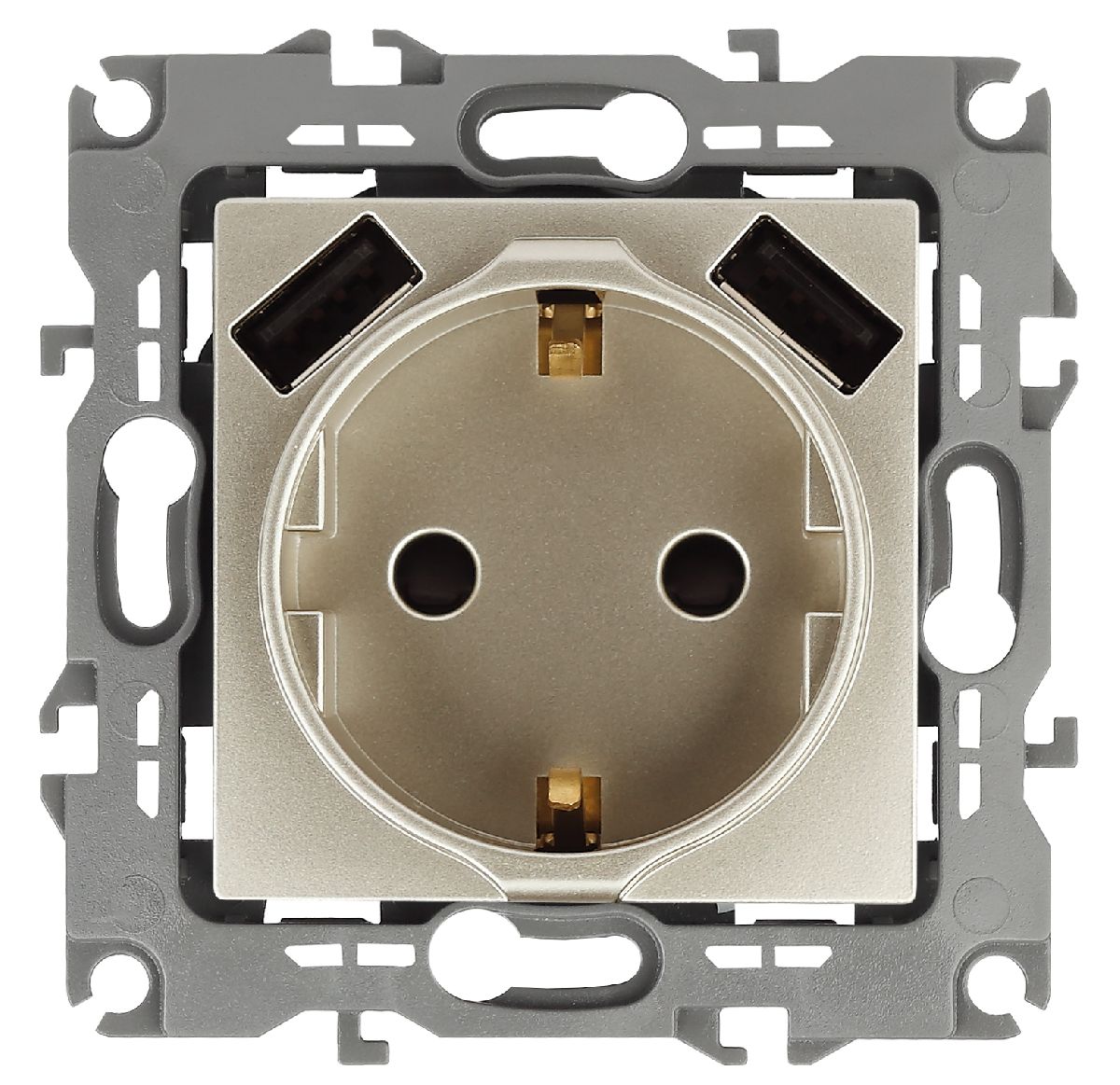 Розетка 2P+E со шторками и 2xUSB Эра 12-4109-04 Б0047843