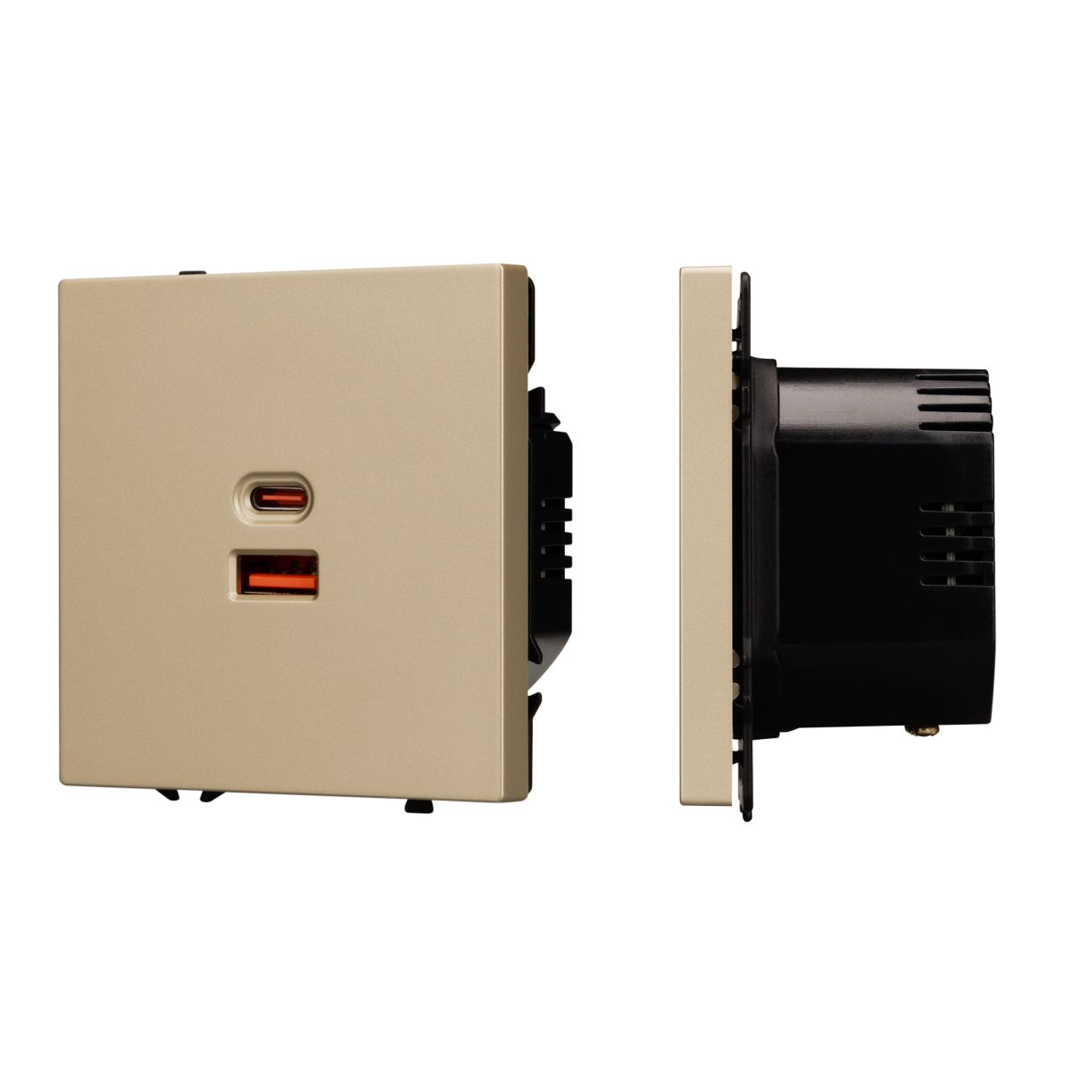 USB Розетка тип A+C софт-тач золотой песок Arlight SCT-MUAC-SFPL-FC-GD (65W, QC3) 054318(1)