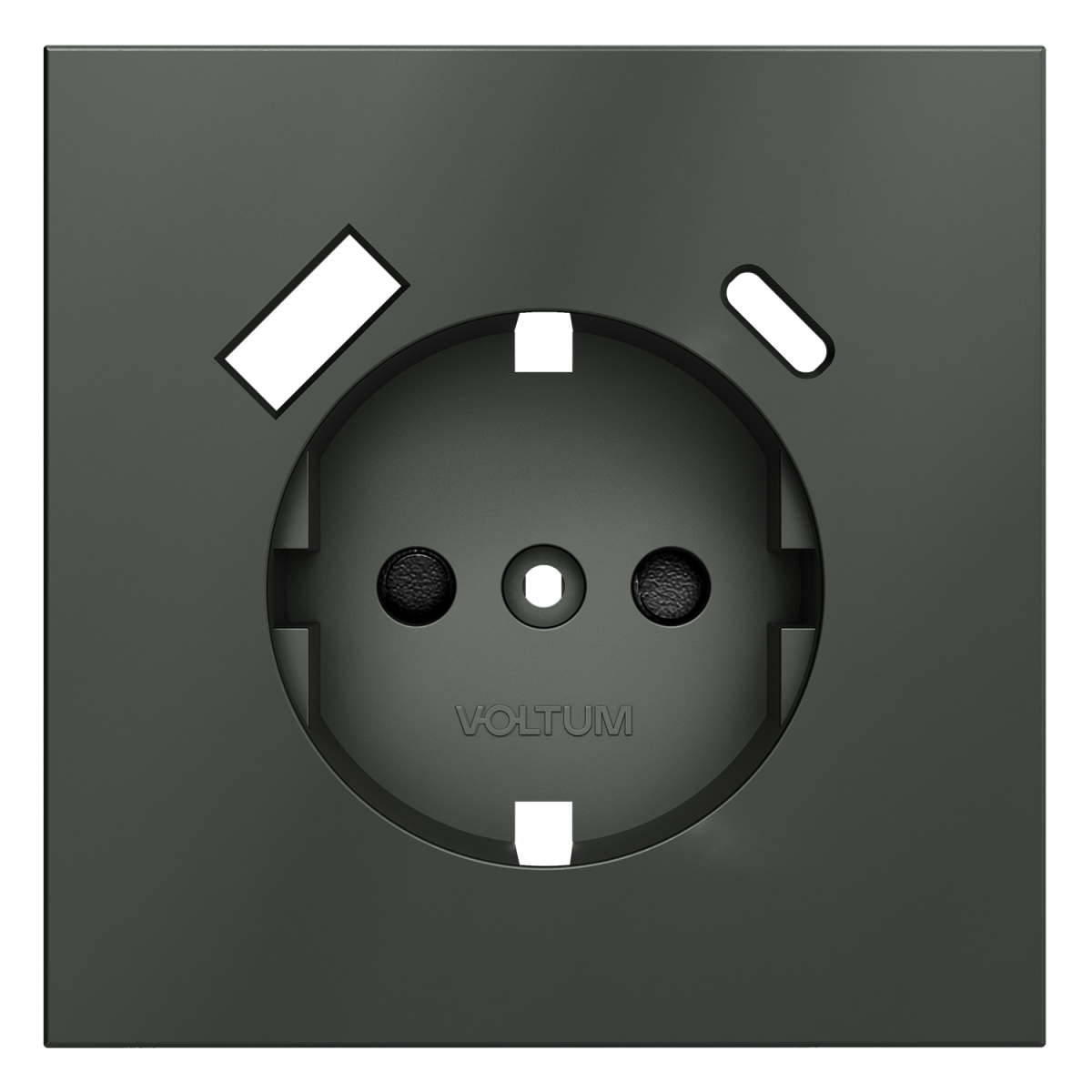 Накладка для розетки с заземлением и защитными шторками, с USB A+C Voltum S70 (титан) VLS001006