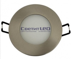 Светильник LED встраиваемый, круг, матовый хром, 3W, 220V, холодный 6000К, 240Lm, HL6873L 3W6000KМ