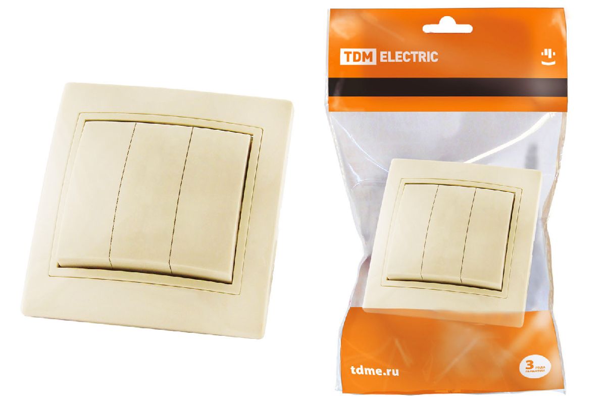 Выключатель трехклавишный Таймыр TDM Electric SQ1814-0103