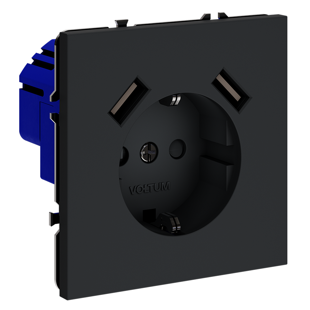 Розетка с USB, А+А Voltum S70 VLS040407 (графит)