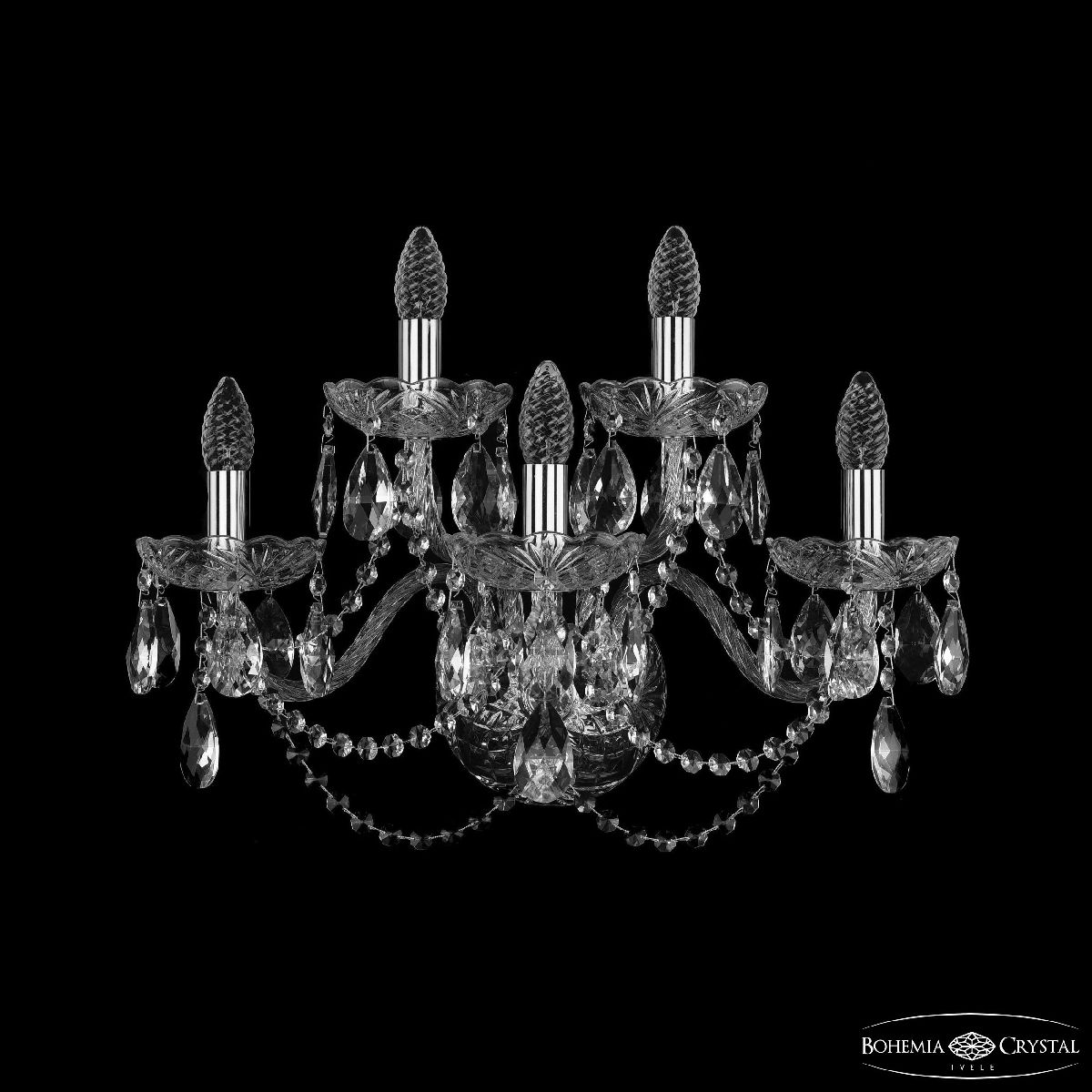 Бра Bohemia Ivele Crystal 1402B/3+2/195/XL Ni Бра Bohemia Ivele Crystal 1402B/3+2/195/XL Ni