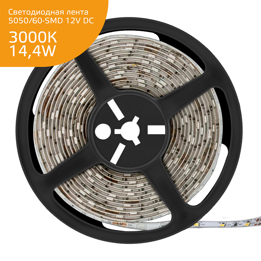 Светодиодная лента Gauss 14,4W/m 60LED/m 5050SMD теплый белый 5M 355000114 Светодиодная лента Gauss 14,4W/m 60LED/m 5050SMD теплый белый 5M 355000114