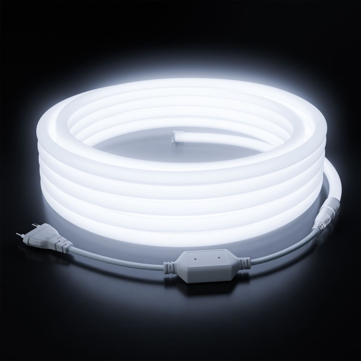 Комплект светодиодного неона Apeyron 220В, 6Вт/м, 300лм/м, 6500К, smd 2835, 144д/м 10м, IP65, с аксессуарами (сетевой шнур, заглушка, крепеж - 10шт) 10-115