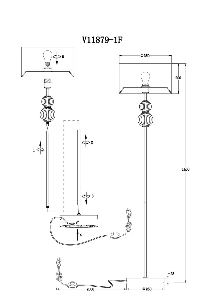Торшер Moderli Brumi V11879-1F