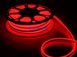 Леднеон-Флекс 24V, Красный, 15х26мм, ПВХ-красный, 8Вт/м, 108 LED, профессиональный