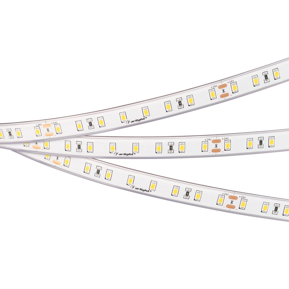Светодиодная герметичная лента Arlight RTW-PS-A80-12mm 24V Warm2400 (4.8 W/m, IP67, TWP100, 5m) 053506
