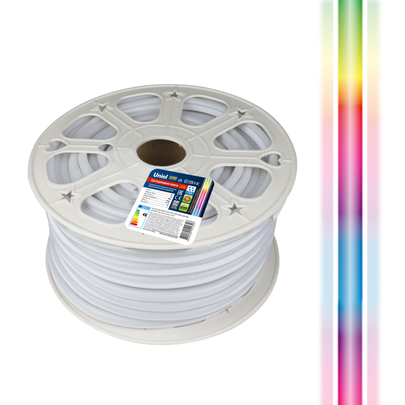 Светодиодная лента Uniel ULS-N22-5050-80LED/m-8mm-IP67-220V-10W/m-50M-RGB бобина Светодиодная лента Uniel ULS-N22-5050-80LED/m-8mm-IP67-220V-10W/m-50M-RGB бобина